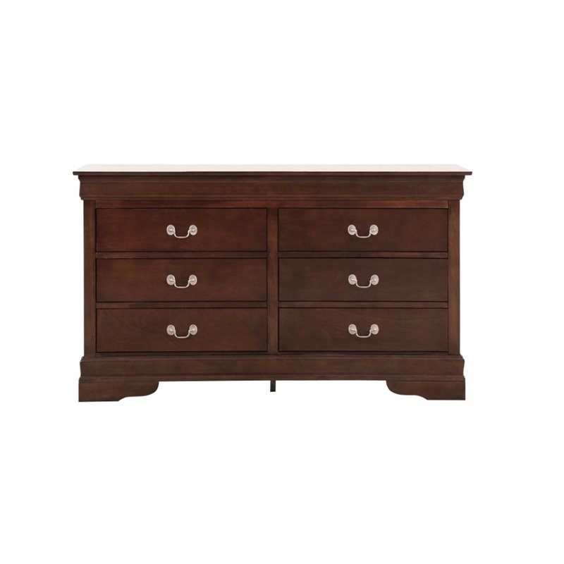 Maklaine 6 Drawer Engineered Wood Dresser in Cappuccino Finish