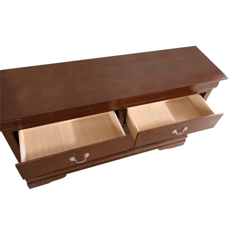 Maklaine 6 Drawer Engineered Wood Dresser in Cappuccino Finish