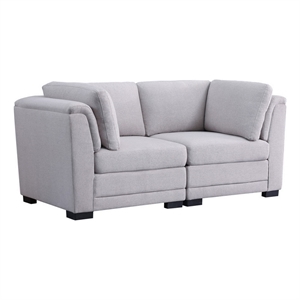 Maklaine 35&quot Wood Loveseat with Padded Seats and Back in Gray and Black