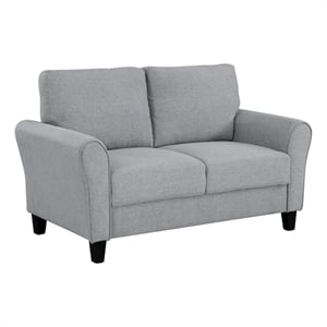 Maklaine 58&quot Accent Loveseat in Smooth Gray Polyester with Attached Cushion