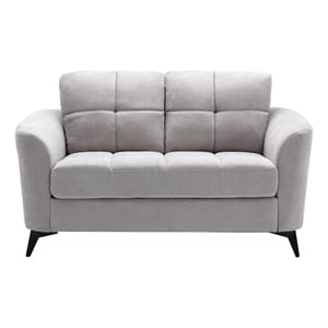 Maklaine 60&quot Loveseat with Tufted Cushions in Light Gray Velvet Upholstery