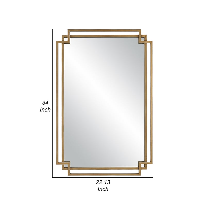 Maklaine 22 x 34 Rectangular Mirror with 2 Overlapping Frames in Gold
