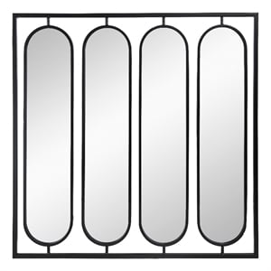 Maklaine 36&quot Wall Decor with 4 Swivel Oblong Mirrors in Black Metal Frame