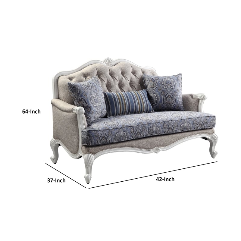 Maklaine Loveseat with Arch Top and Resin Queen Anne Legs in Gray