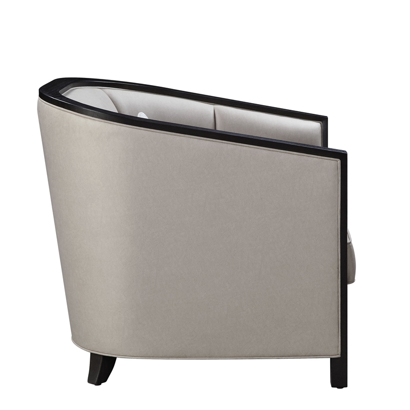 Maklaine Loveseat with Curved Fixed Back and Shelter Arms in Beige