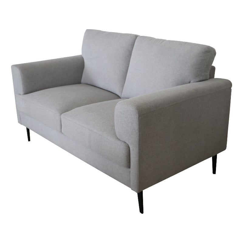 Maklaine Loveseat with Fabric Upholstery and Sleek Metal Legs in Gray