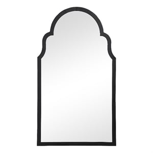 Maklaine Elongated Quatrefoil MDF and Metal Frame Wall Mirror in Black
