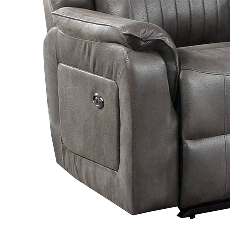 Maklaine Fabric Manual Loveseat with 2 Cupholders and Console in Gray