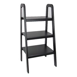 Maklaine 3 Tier Wooden Storage Ladder with Open Back and Sides in Black