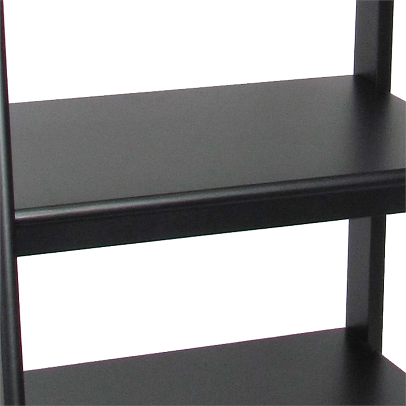 Maklaine 3 Tier Wooden Storage Ladder with Open Back and Sides in Black