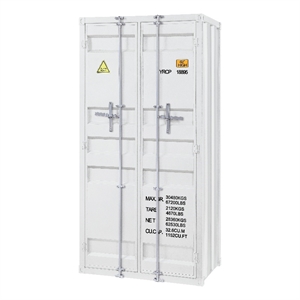 Maklaine 2 Door Wardrobe with Recessed Panels and Cremone Bolts in White