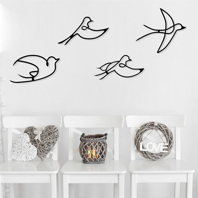 Maklaine Decorative Metal Wall Accessory with Birds in Black