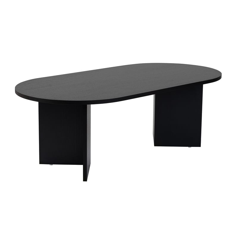 Maklaine Rectangular Coffee Table with Open Storage in Wood Black