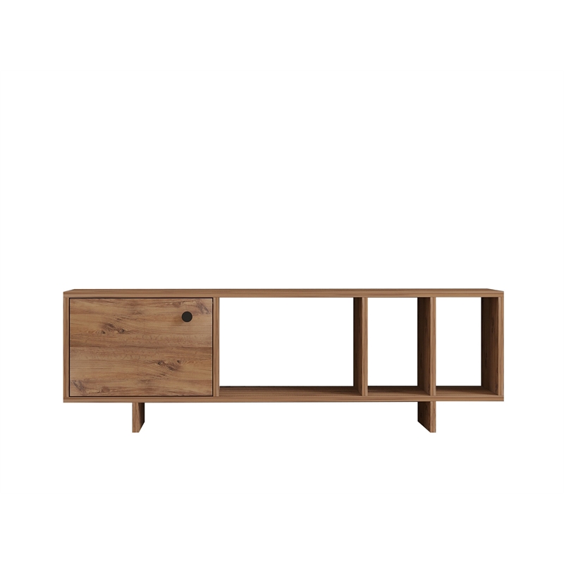 Maklaine Wall-Mountable TV Stand with Open Shelves in Atlantic Pine