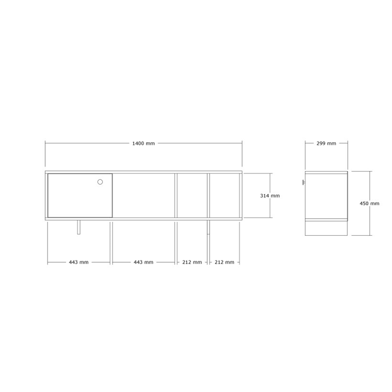 Maklaine Wall-Mountable TV Stand with Open Shelves in Atlantic Pine