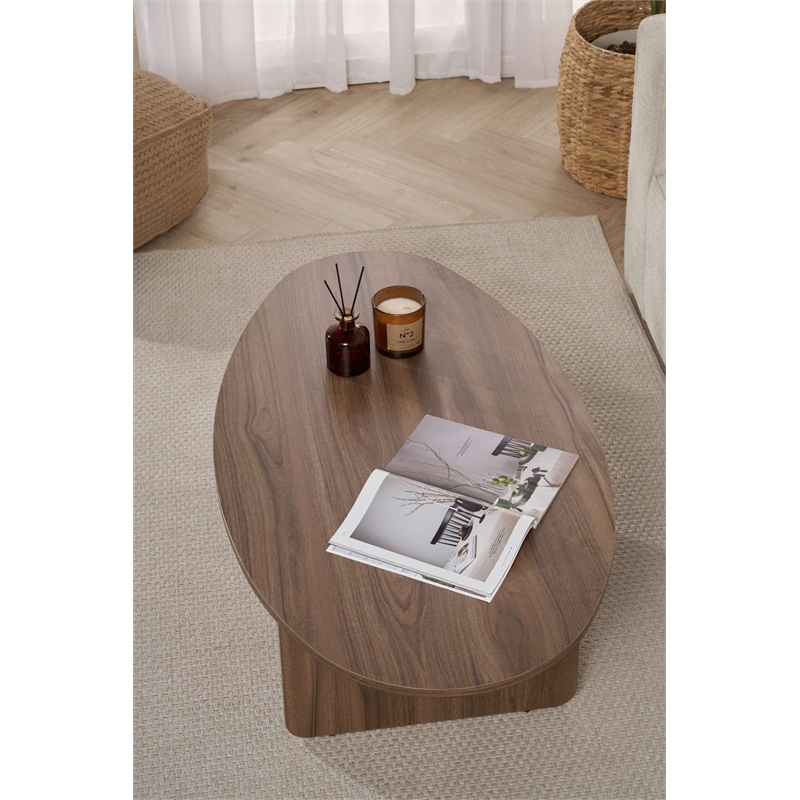 Maklaine Rectangular Coffee Table with Sturdy Build in Venezia Walnut