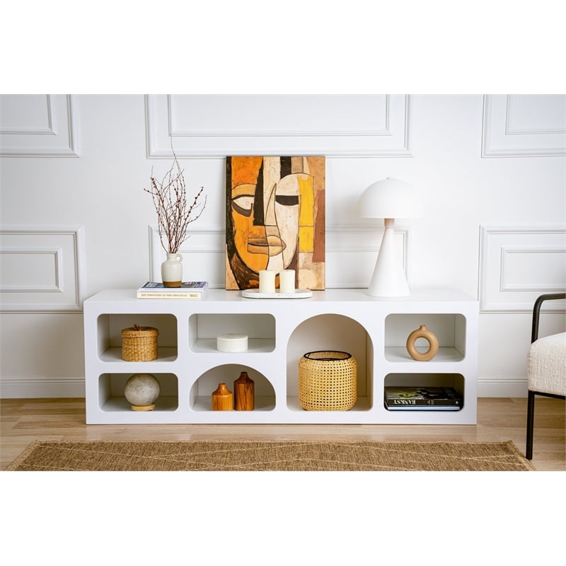Maklaine Modern Console Table with Ample Storage Space in White