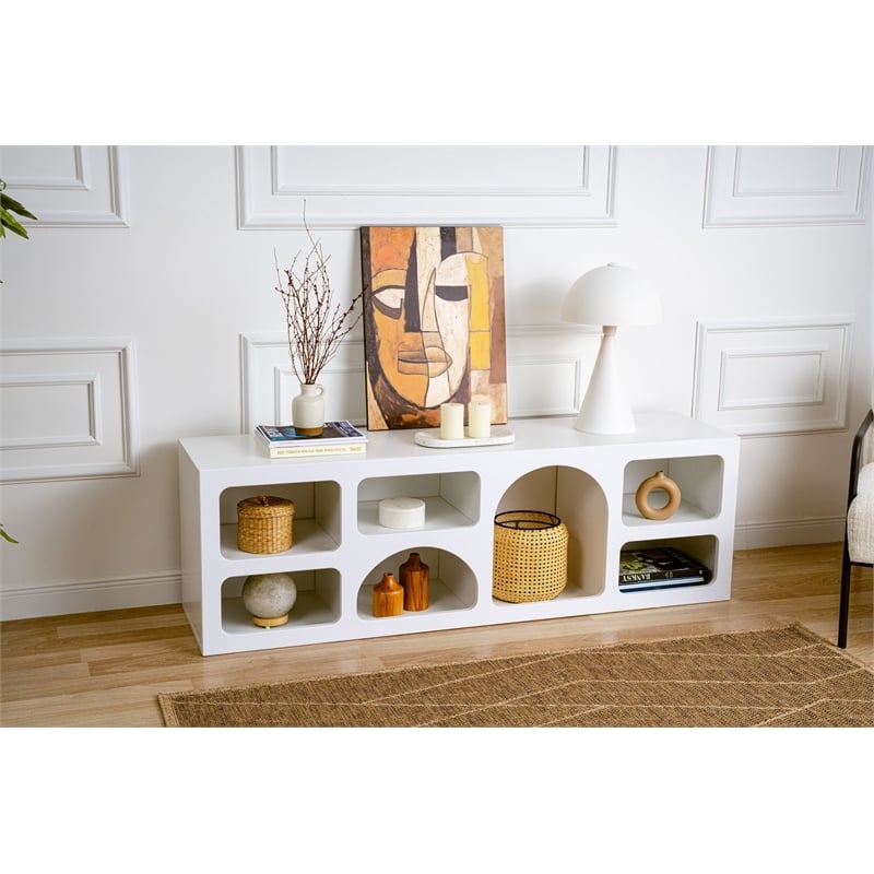 Maklaine Modern Console Table with Ample Storage Space in White
