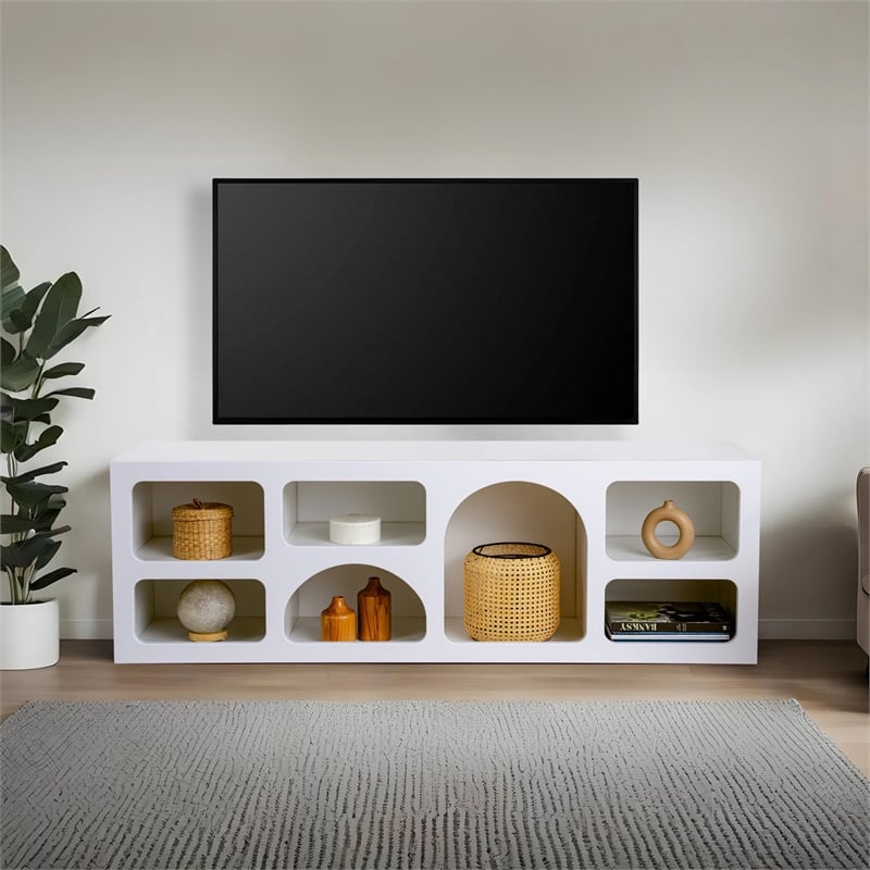 Maklaine Modern Console Table with Ample Storage Space in White