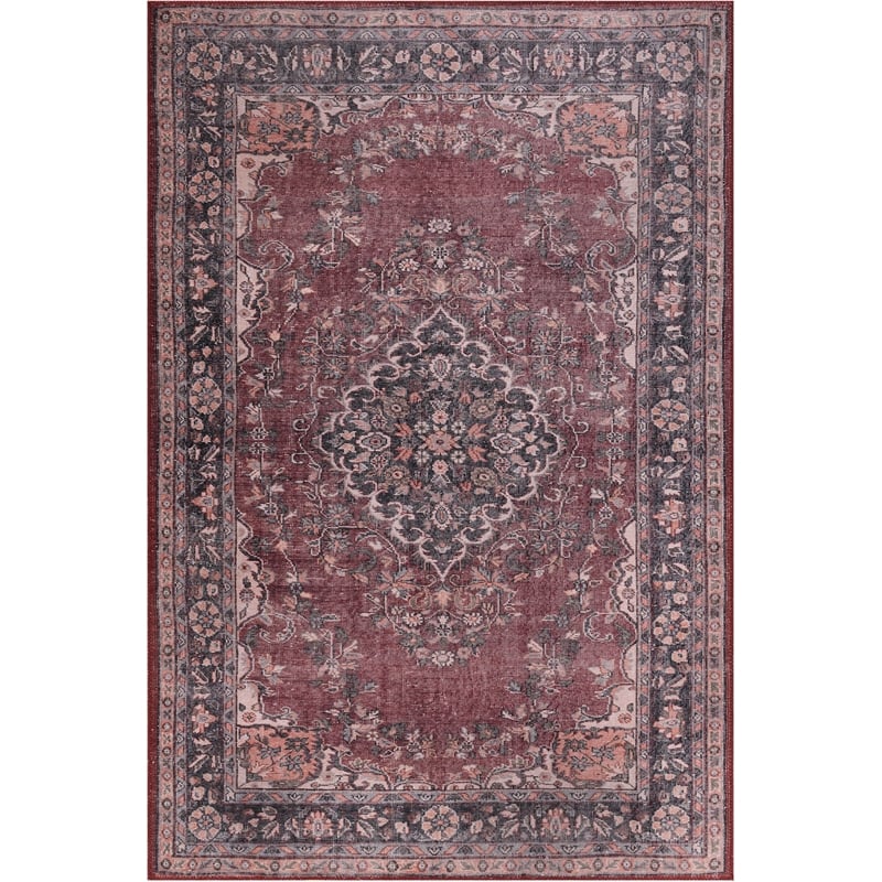 Maklaine Plush Soft Chenille Area Carpet 75 x 150 in Burgundy