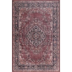 Maklaine Plush Soft Chenille Area Carpet 75 x 150 in Burgundy