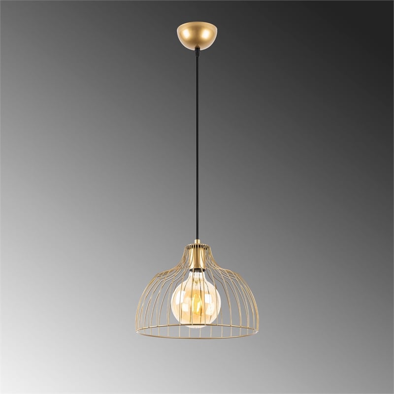 Maklaine Adjustable Metal Chandelier with E27 Socket in Gold