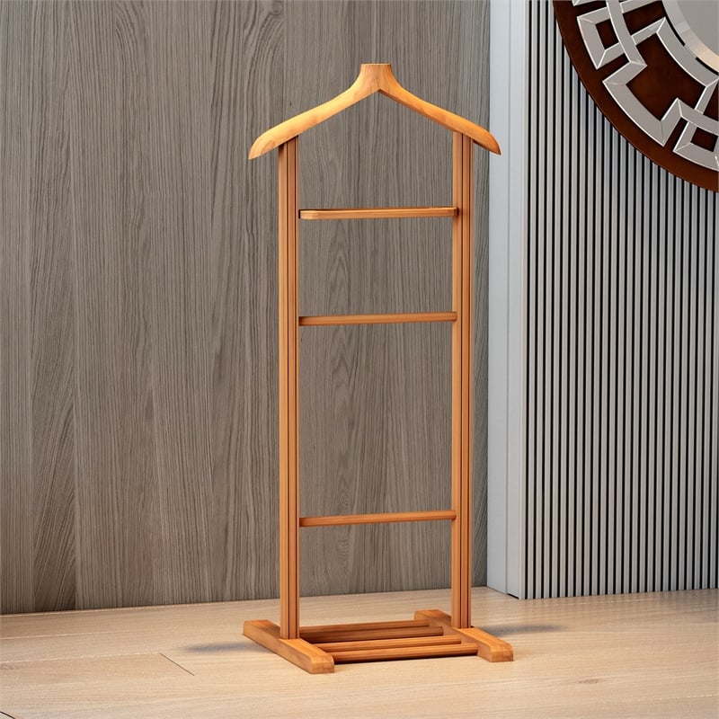 Maklaine Beech Wood Single Valet Stand for Clothes in Natural