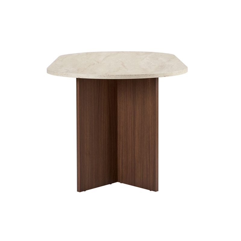 Maklaine Rectangular Dining Table in Travertine and Milano Walnut