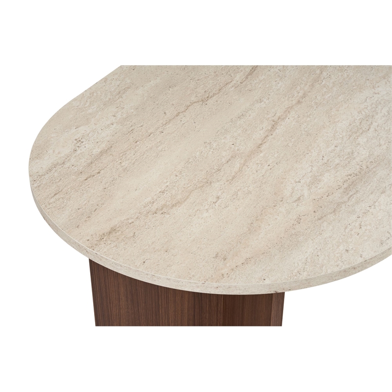 Maklaine Rectangular Dining Table in Travertine and Milano Walnut