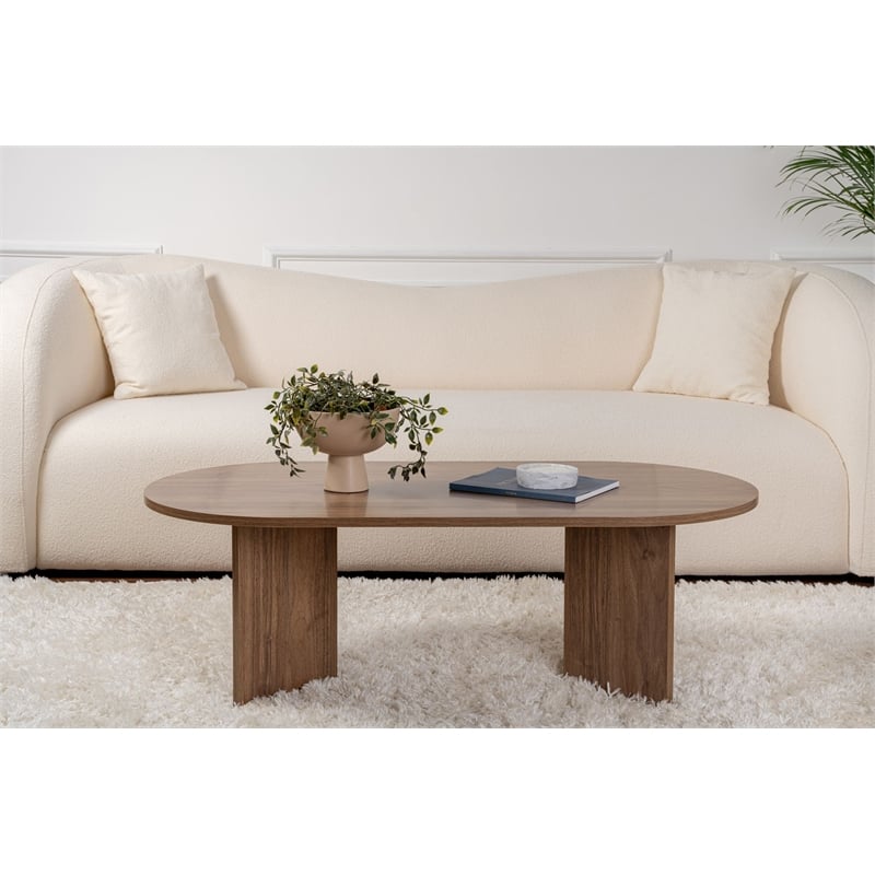 Maklaine Modern Coffee Table with Sturdy Build in Venezia Walnut