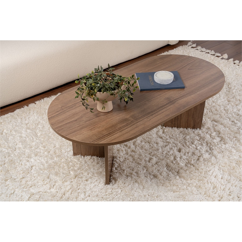 Maklaine Modern Coffee Table with Sturdy Build in Venezia Walnut