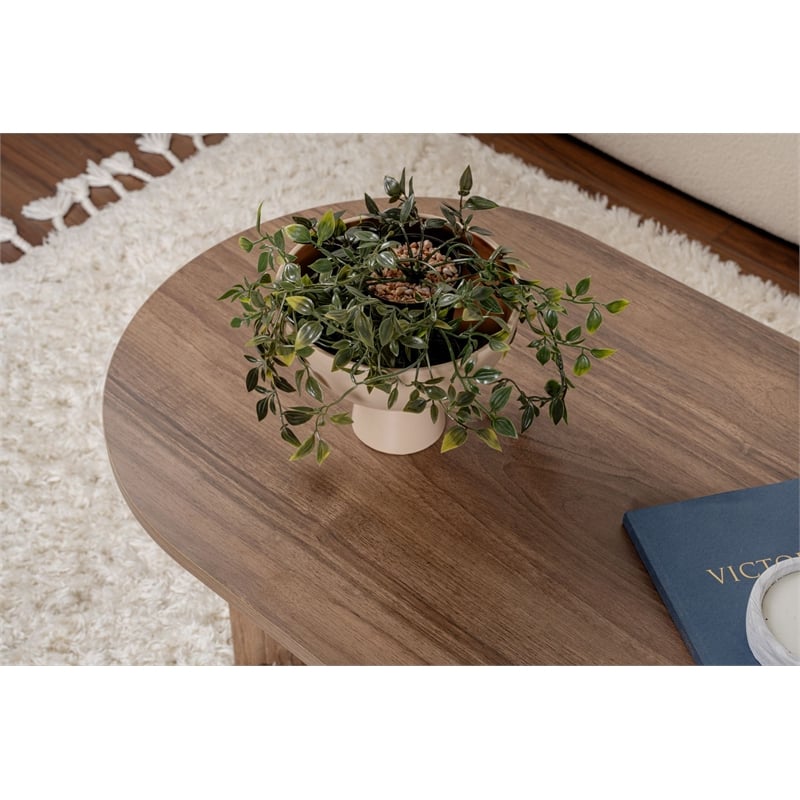 Maklaine Modern Coffee Table with Sturdy Build in Venezia Walnut