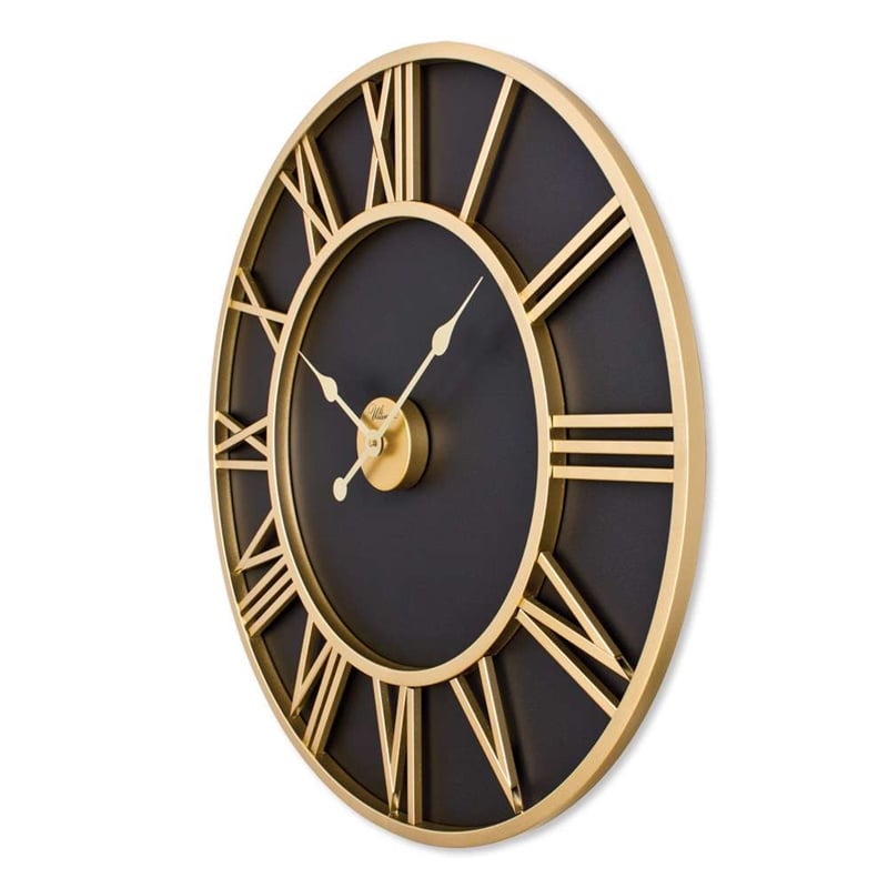 Maklaine Retro Metal Wall Clock with Silent Sweep in Gold and Black