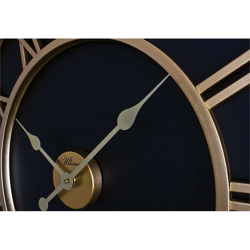 Maklaine Retro Metal Wall Clock with Silent Sweep in Gold and Black