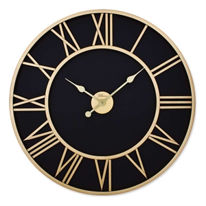 Maklaine Retro Metal Wall Clock with Silent Sweep in Gold and Black