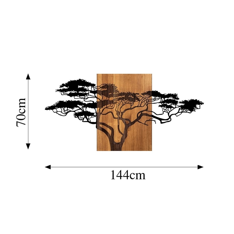 Maklaine Acacia Tree Wooden Wall Accessory in Black and Walnut