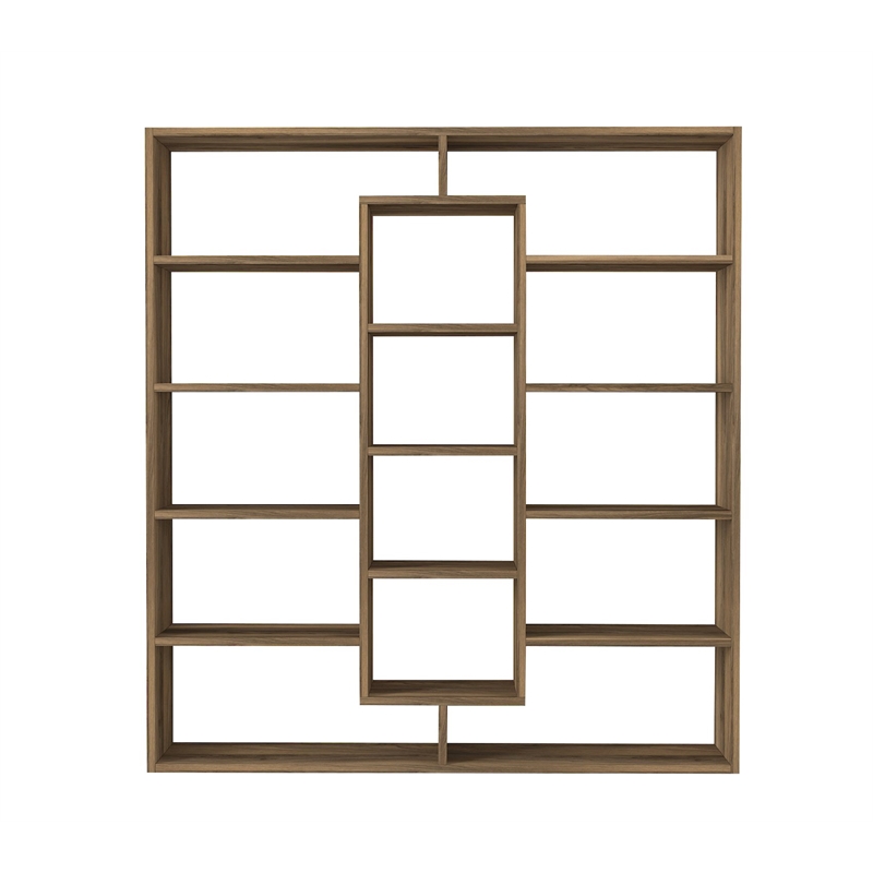 Maklaine Ample Scandinavian Bookshelf with Shelves in Walnut