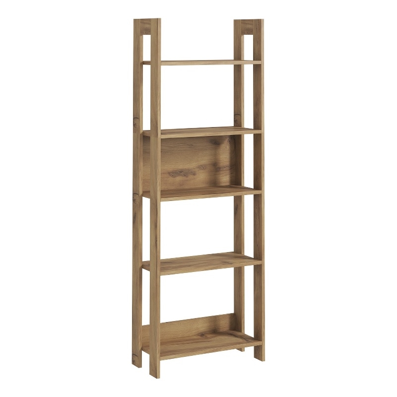 Maklaine Tall Country Bookshelf with Numerous Shelves in Oak