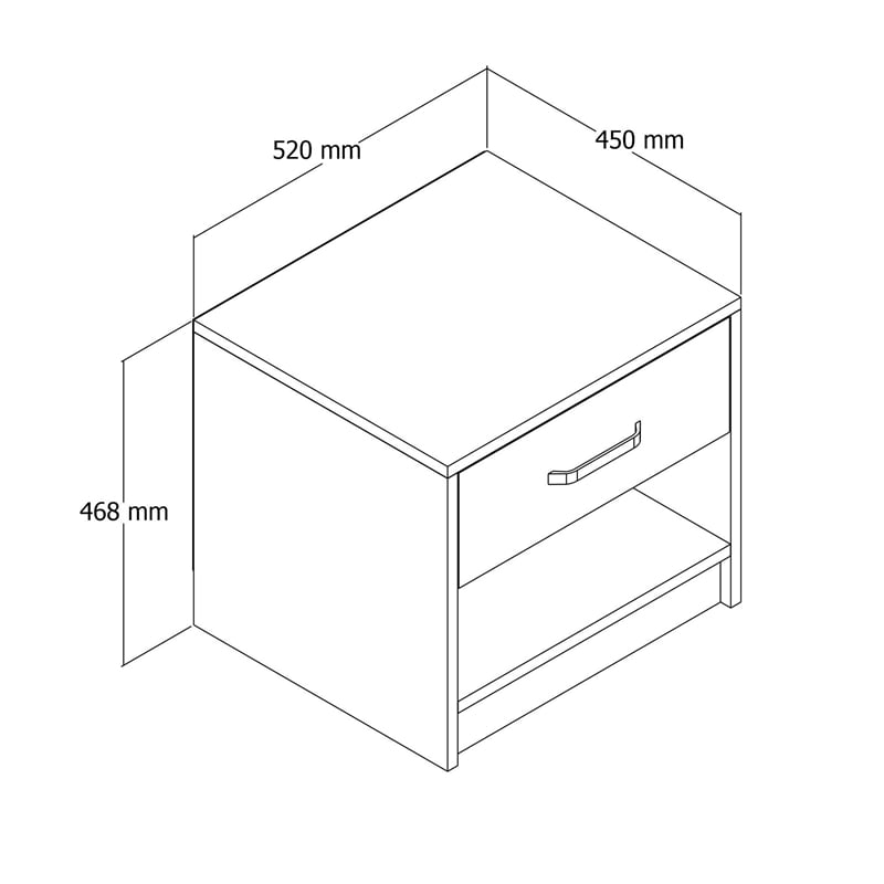 Maklaine Scandinavian Nightstand with Drawer and Shelves in Oak