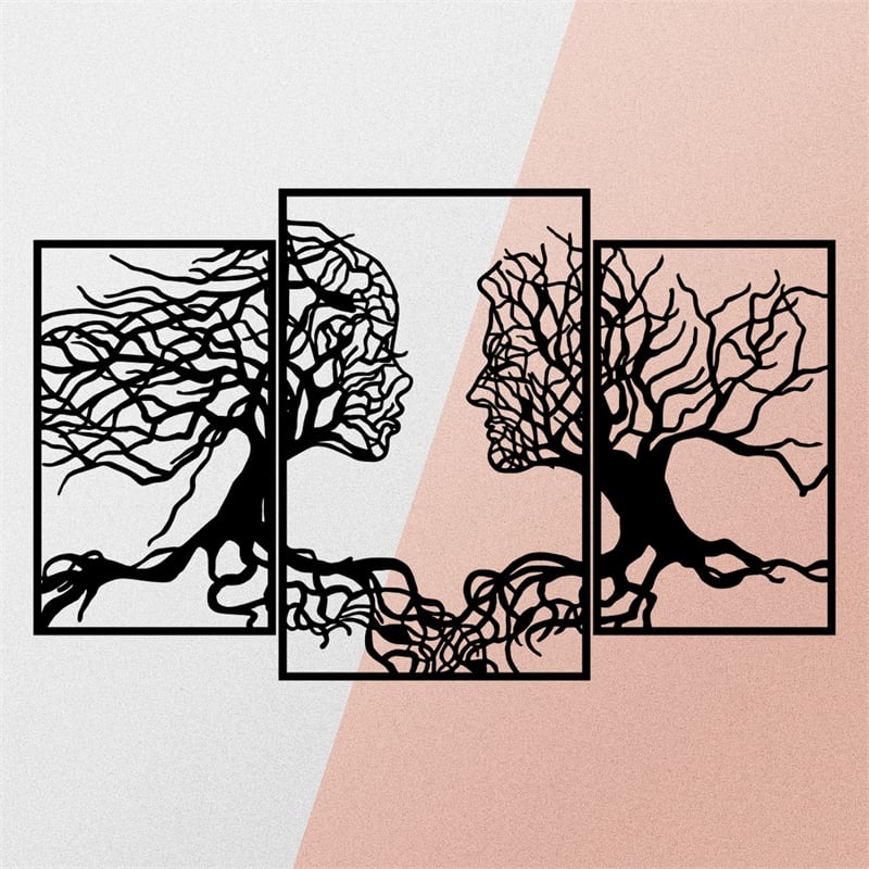 Maklaine 116 x 27.95 in Love Tree Metal Wall Accessory in Black