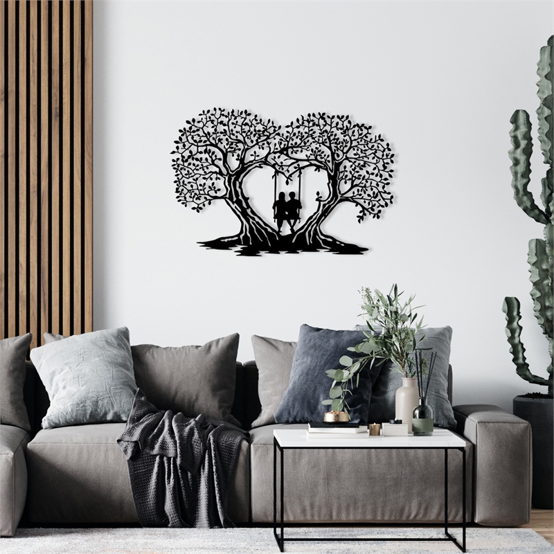 Maklaine 65 x 16.93 in Love Decorative Metal Wall Accessory in Black