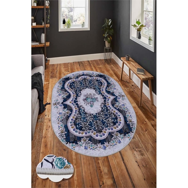 Maklaine 3D Printed Non-Slip Carpet 140 x 220 in Multi-Color