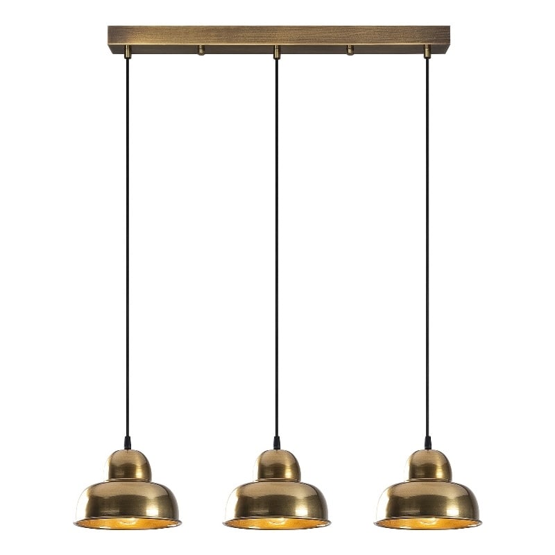 Maklaine Adjustable Iron Chandelier with 3 E27 Sockets in Brass