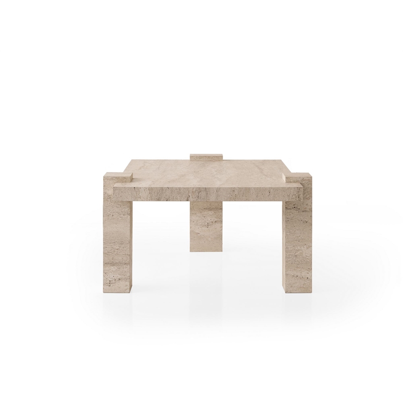 Maklaine Rectangular Coffee Table with Sturdy Build in Travertine