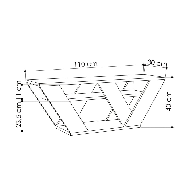 Maklaine Wall-Mountable TV Stand with Numerous Shelves in Oak