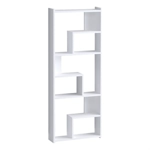 Maklaine Tall Modern Bookshelf with Numerous Shelves in White