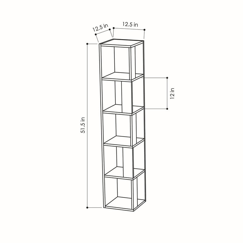 Maklaine Scandinavian Bookshelf with Numerous Shelves in White