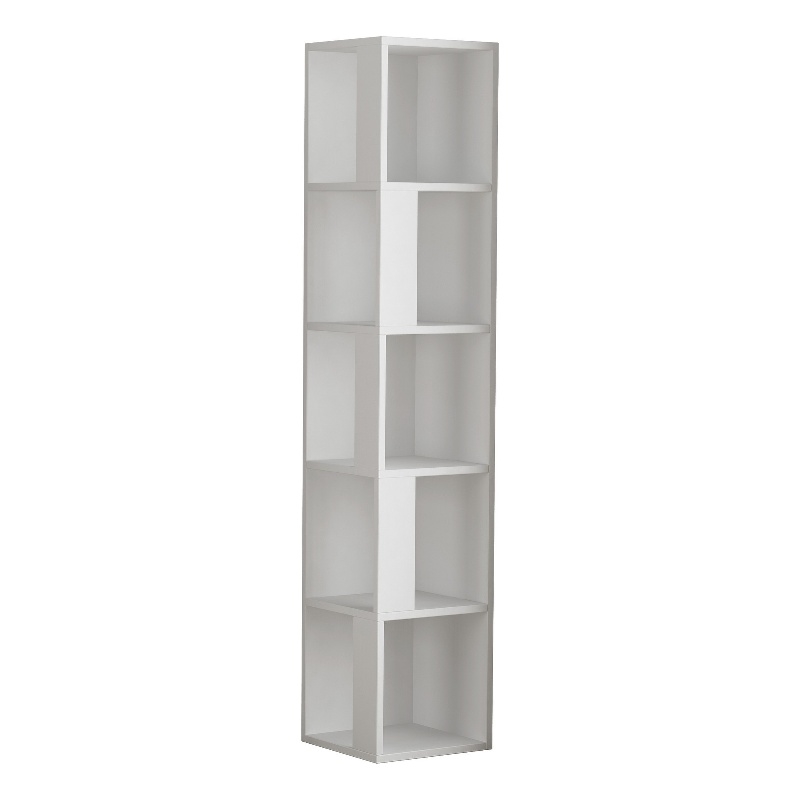 Maklaine Scandinavian Bookshelf with Numerous Shelves in White