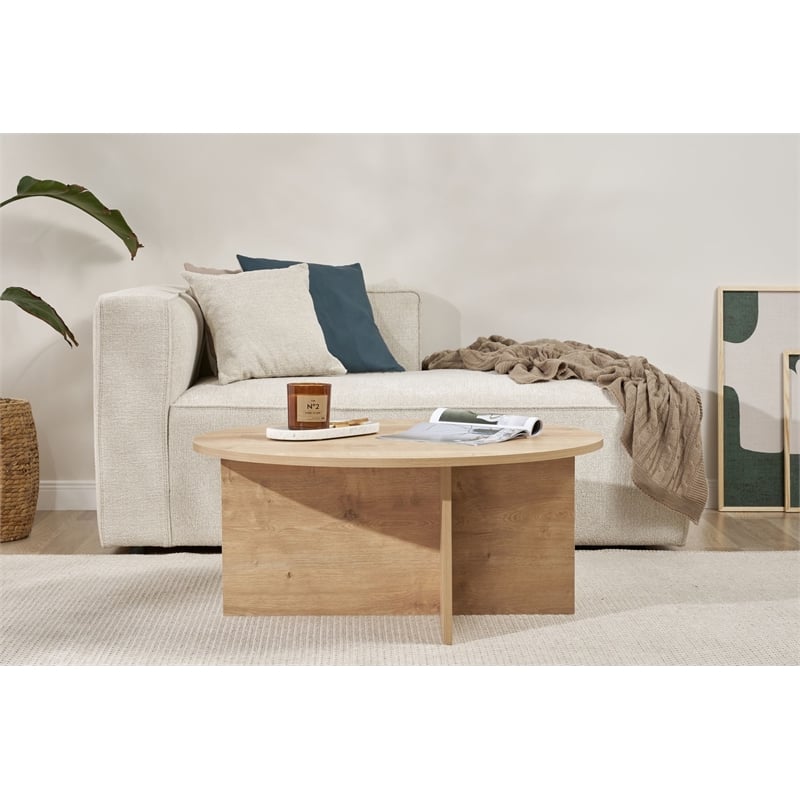 Maklaine Square Coffee Table with Sturdy Build in Sapphire Oak