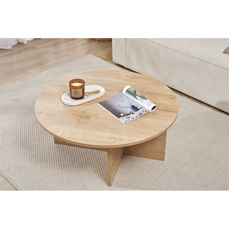 Maklaine Square Coffee Table with Sturdy Build in Sapphire Oak